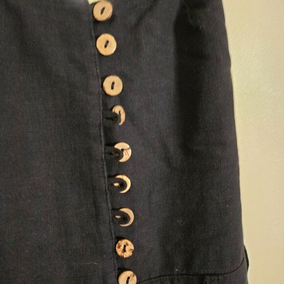 Skylar + Madison Black Wide Leg Spaghetti Strap 100% Linen Jumpsuit Size S - Picture 4 of 10